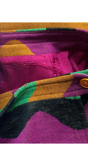 1970s Geometric Print Wool Jersey Knit Wrap Skirt