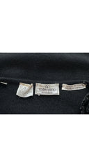 1990s Flower Shoulder Black Knit Zip-Up Sweater