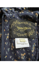 1980s Floral Navy Cotton Ruffle Mutton Sleeve Dress