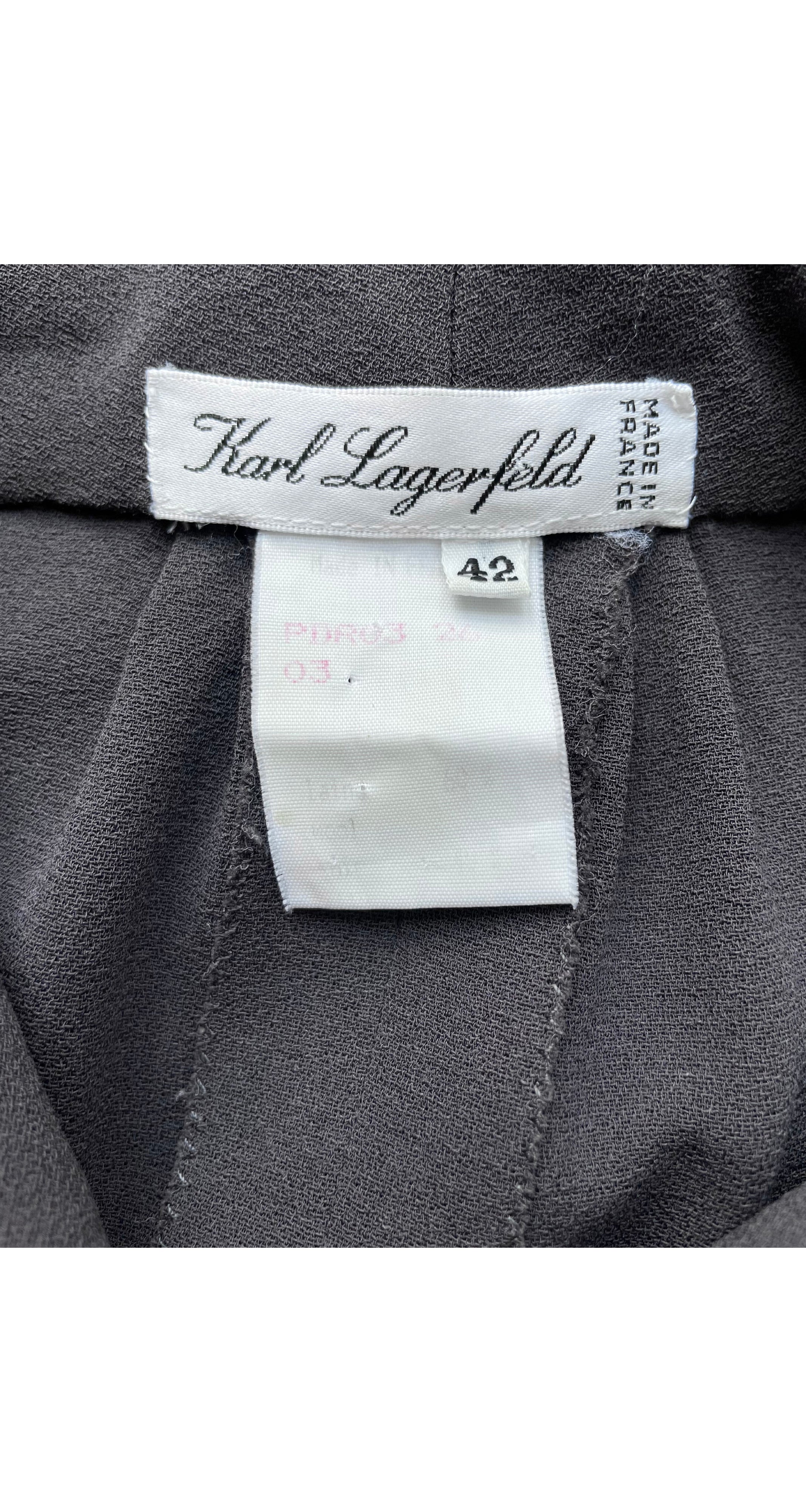 1980s Gray Wool Crepe Button-Up Dress