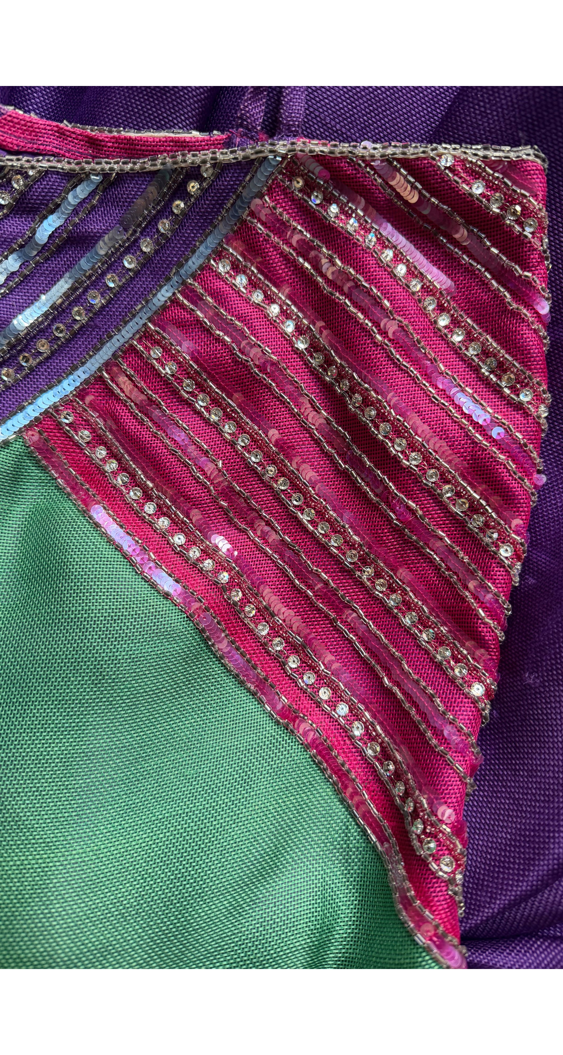 1983 S/S Embellished Woven Silk Evening Gown