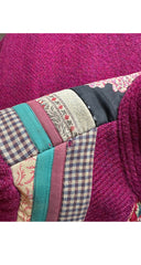 1980s Floral Patchwork Magenta Wool Tie Coat