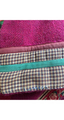 1980s Floral Patchwork Magenta Wool Tie Coat