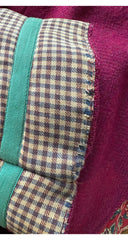 1980s Floral Patchwork Magenta Wool Tie Coat