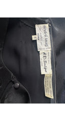 1970s Black Floral Silk Jacquard Flutter Sleeve Top