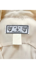 1990s Cream Ruffle Trumpet Sleeve Crop Top