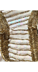 1980s Cream Sequin Vest & Palazzo Pant Evening Set