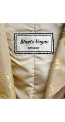 1940s Floral Gold Silk Brocade Floor Length Evening Coat