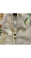 1940s Floral Gold Silk Brocade Floor Length Evening Coat