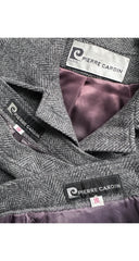 1970s Gray Herringbone Wool Capelet Three-Piece Set