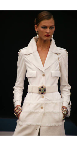 2008 S/S Runway Gripoix Buckle Ivory Suede Belt