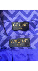1980s Chevron Purple Wool Challis Blouse & Pleated Skirt Set