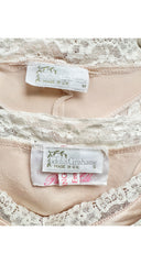 1980s Blush Silk Lace Trim Nightgown & Peignoir Lingerie Set