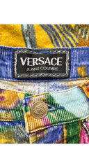 1990s Circus Print Cotton Corduroy Cropped Pants