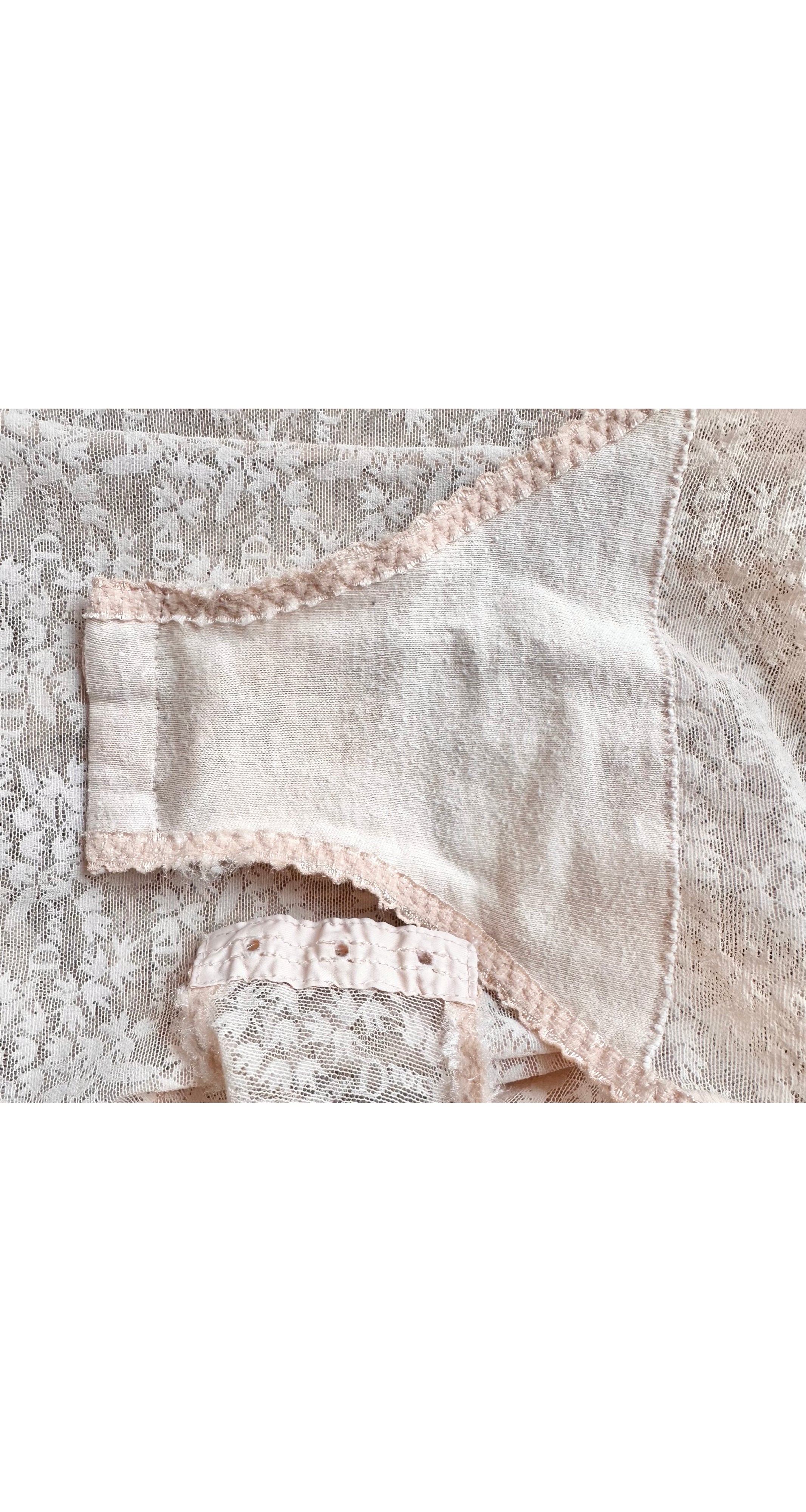 1990s Peach Floral Monogram Lace Lingerie Bodysuit