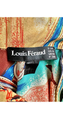 1980s Equestrian Print Funnel Neck Blouse