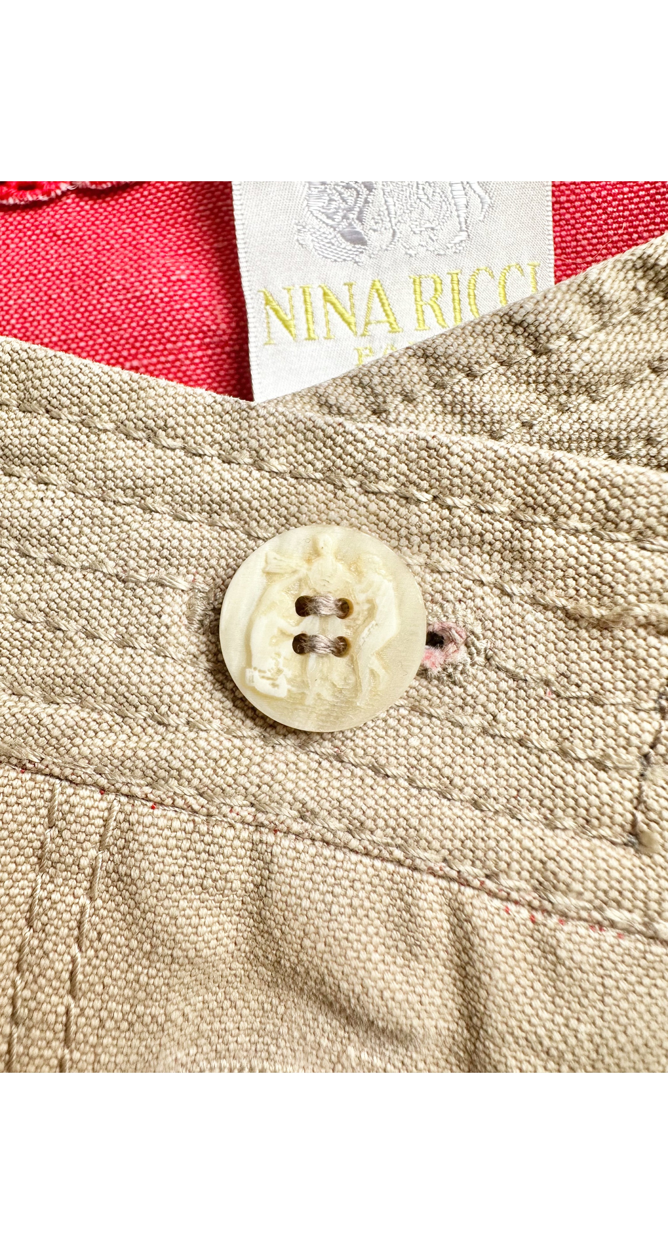 2000s Beige Linen Boat Neck Layered Jacket