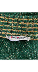1970s Gold Lurex & Green Wool Knit Cardigan