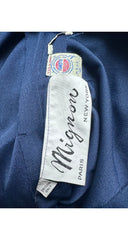 1970s Sequin Blue Jersey Plunge Neck Palazzo Jumpsuit