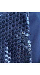 1970s Sequin Blue Jersey Plunge Neck Palazzo Jumpsuit