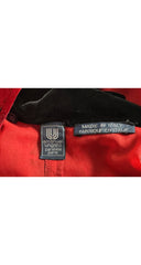 1980s Floral Red Silk Jacquard Ruched Tunic Mini Dress