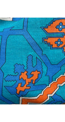 1970s Geometric Print Blue Wool Jersey Knit Tunic