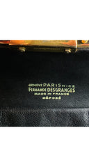 1950s Black Leather & Gold Metal Handbag