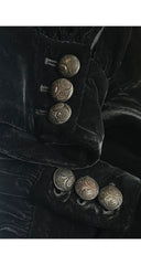 cuff buttons of 2012 Gucci black velvet tassel blouse 