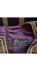 1960s Embellished Purple & Gold Empire Waist Evening Gown