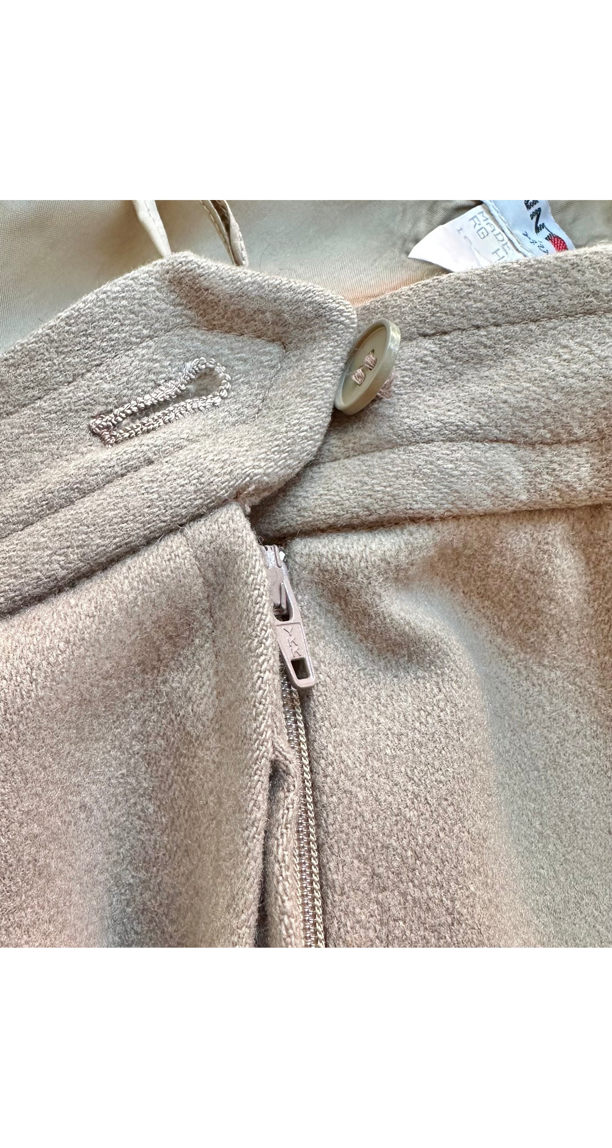 1988-89 F/W Taupe Wool Faux Wrap Skirt