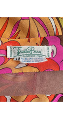 1970s Floral Print Silk Chiffon Wide Leg Pants