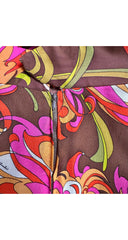 1970s Floral Print Silk Chiffon Wide Leg Pants