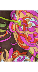 1970s Floral Print Silk Chiffon Wide Leg Pants