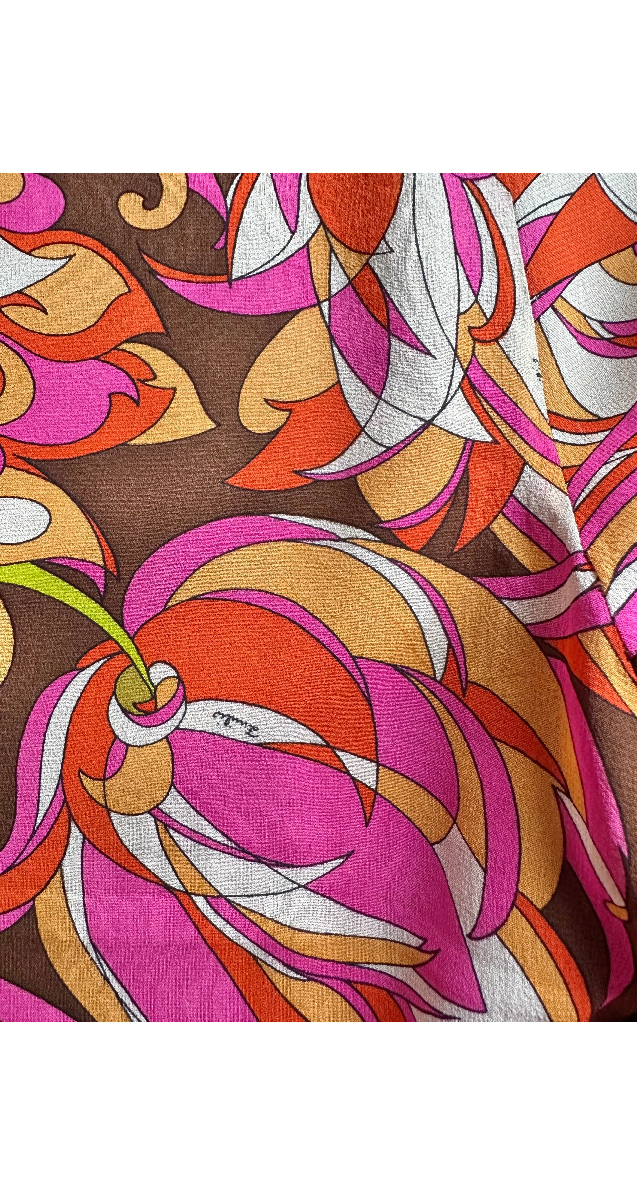 1970s Floral Print Silk Chiffon Wide Leg Pants