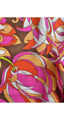 1970s Floral Print Silk Chiffon Wide Leg Pants