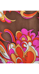 1970s Floral Print Silk Chiffon Wide Leg Pants