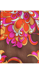 1970s Floral Print Silk Chiffon Wide Leg Pants