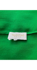 2000s Emerald Green Silk Chiffon Tiered Bow Sleeve Blouse