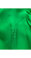2000s Emerald Green Silk Chiffon Tiered Bow Sleeve Blouse
