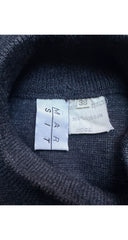 1980s Charcoal Zig-Zag Ribbon Wool Knit Dress