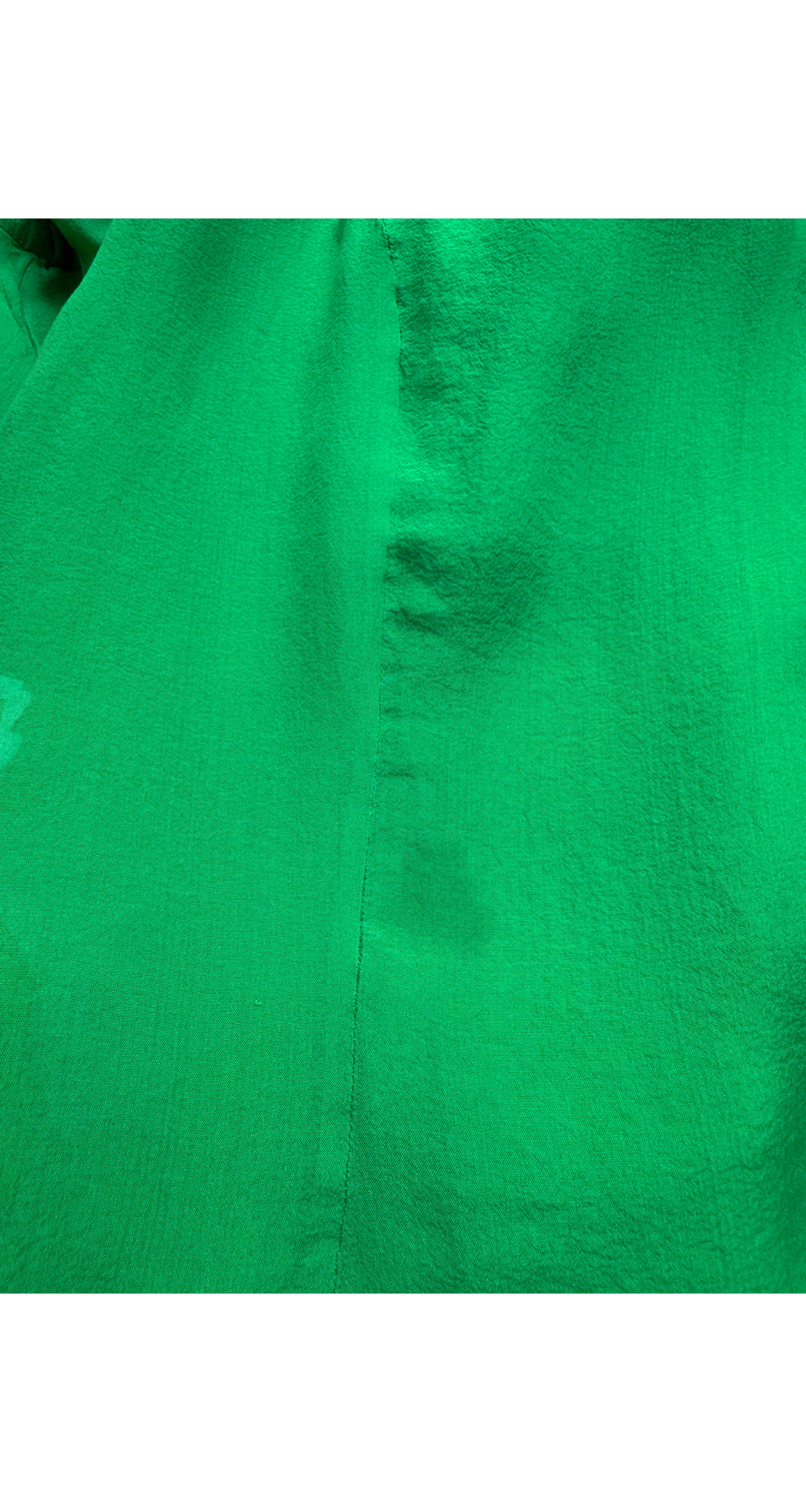 2000s Emerald Green Silk Chiffon Tiered Bow Sleeve Blouse
