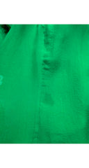 2000s Emerald Green Silk Chiffon Tiered Bow Sleeve Blouse
