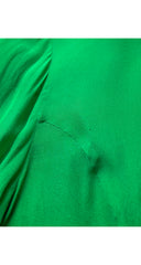 2000s Emerald Green Silk Chiffon Tiered Bow Sleeve Blouse