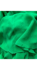 2000s Emerald Green Silk Chiffon Tiered Bow Sleeve Blouse