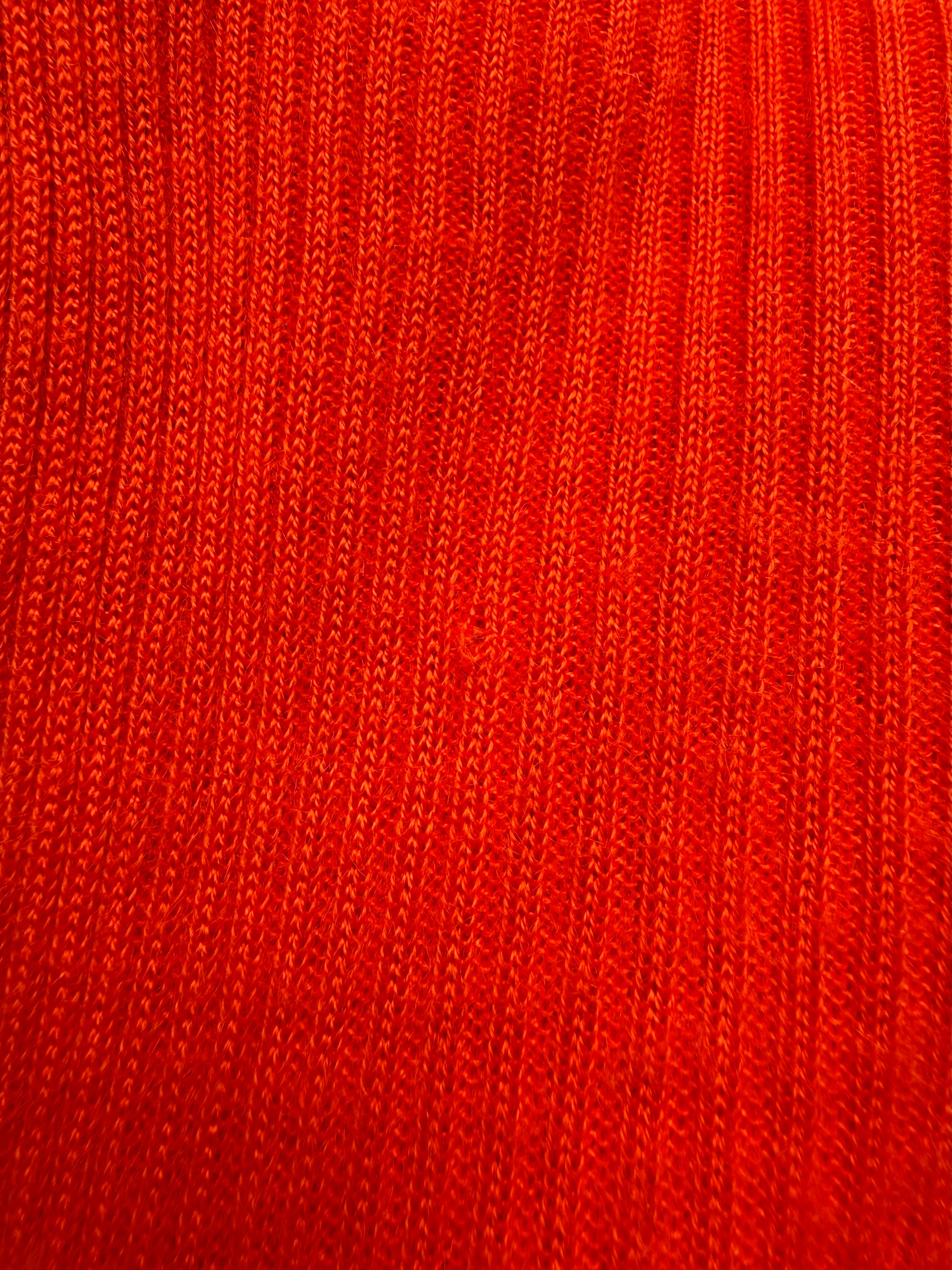 1970s Logo Orange Ribbed Knit Short Sleeve Top