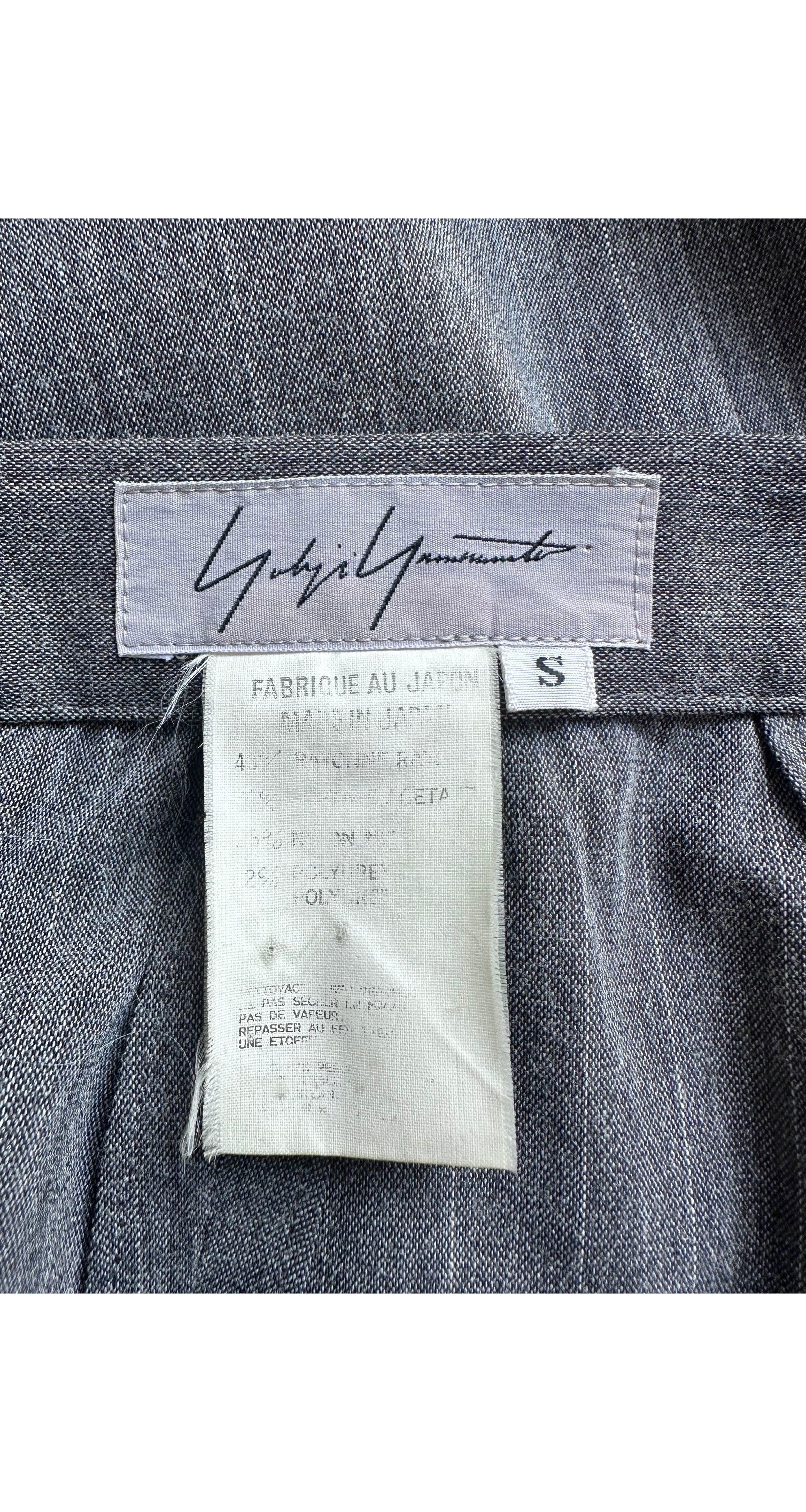 1990s Pinstripe Gray Draped Maxi Skirt