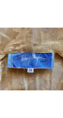 1990s Gold Organza Bishop Sleeve Peplum Blouse