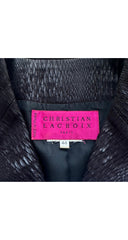 1990s Black Faux Python Skin Short Sleeve Jacket