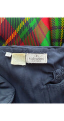1991 S/S Navy Tartan Silk Cut-Out Bustier Gown