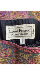 1980s Needlepoint Print Silk Wrap Midi Skirt